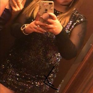 Rainbow black sequin dress